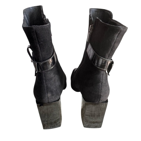 NEW Torgeis Fontaine Black Croc-Embossed  Block Heel Ankle Boots w/ Buckle Sz 8 - Picture 13 of 15